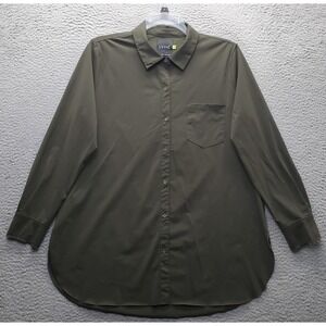 Lyssé Tunic Shirt Womens XL Green Chest Pocket Long Sleeve Collared Button Up